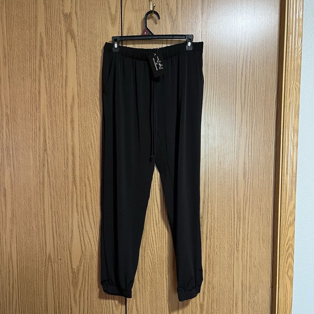 NWT Brigitte Brianna Street Joggers Women’s XL Black Made In USA